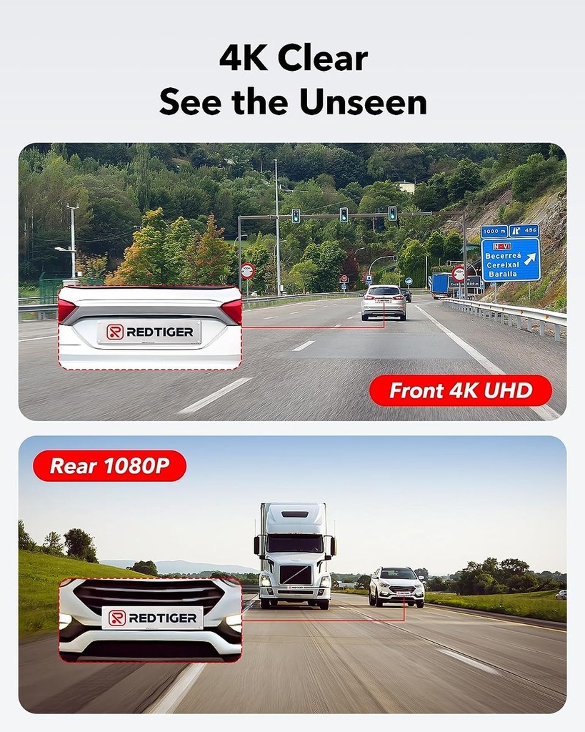 REDTIGER F7NP Dash Cam Front Rear4K Full HD for Cars Wifi GPS