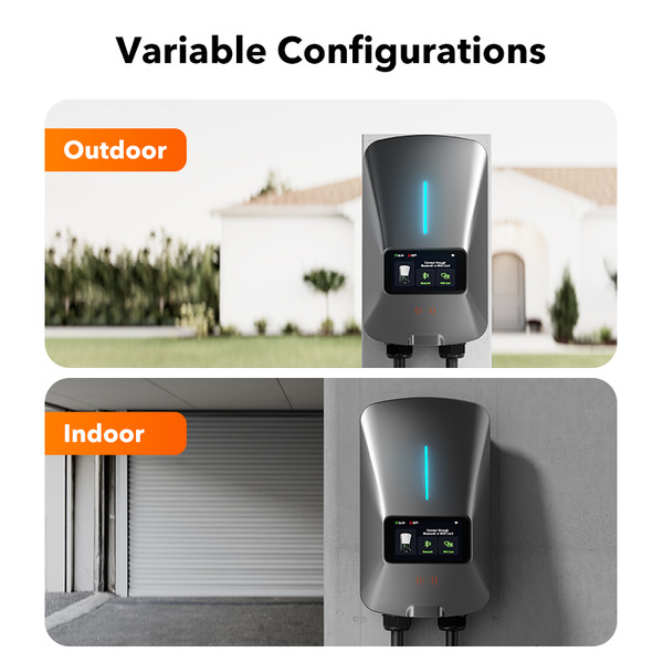 WOLFBOX 22kW 3-Phase Smart EV Charger - 7.6m Cable, 400V AC Wall-Mount