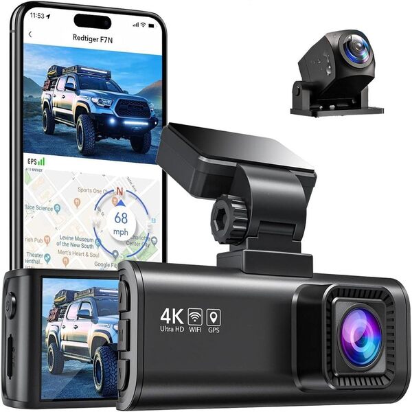 REDTIGER F7N 4K Dual Dash Cam with 64GB Card, Built-in WiFi GPS