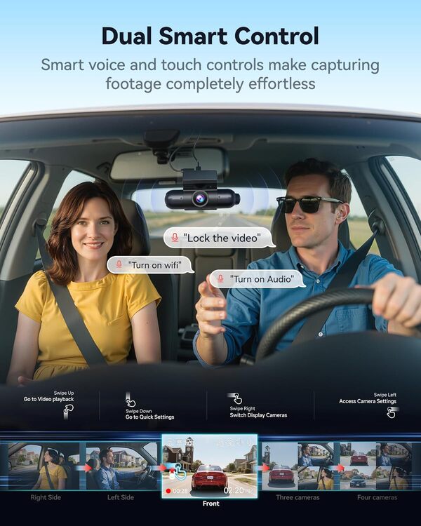 REDTIGER VP40 4-Channel 360 View Dash Cam - 2.5K Front & Rear, 1080P Side  