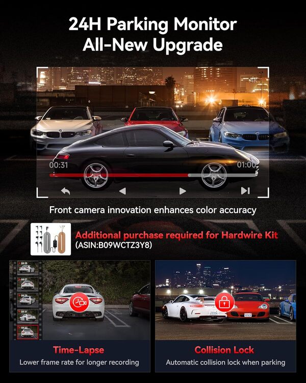 REDTIGER ViewClear 70 4K+2.5K Front & Rear Dash Cam with STARVIS 2 Sensor 