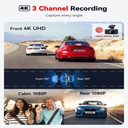 Redtiger F17 Elite 3-Channel Dash Cam - 4K Front, 1080P Inside & Rear