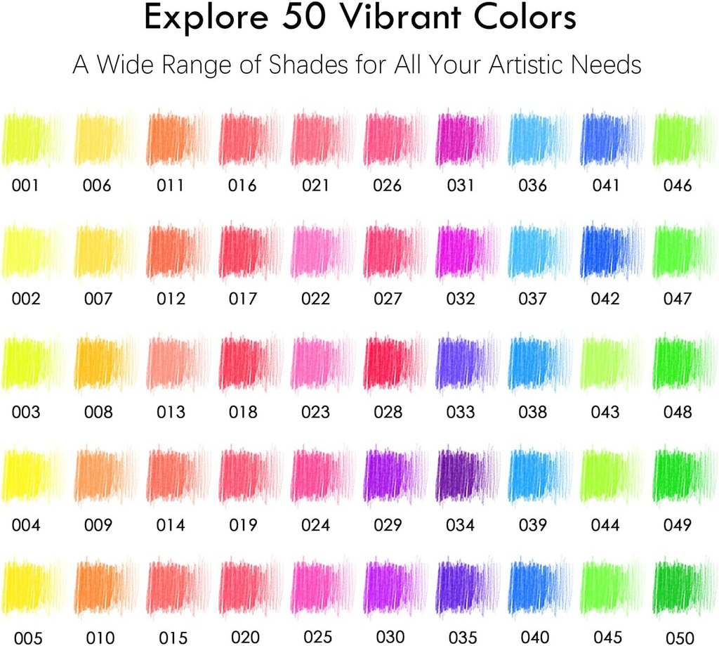 KALOUR 50 NEON Color Pencil Tin Box Set - Vibrant Neon Colored Pencils