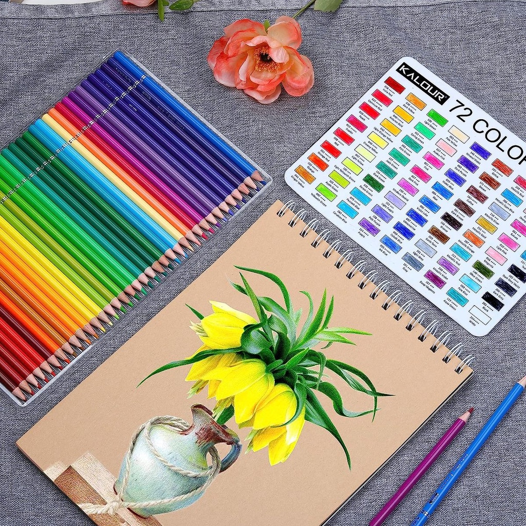 KALOUR 72 Count Colored Pencils for Adult Coloring Books, Soft Core