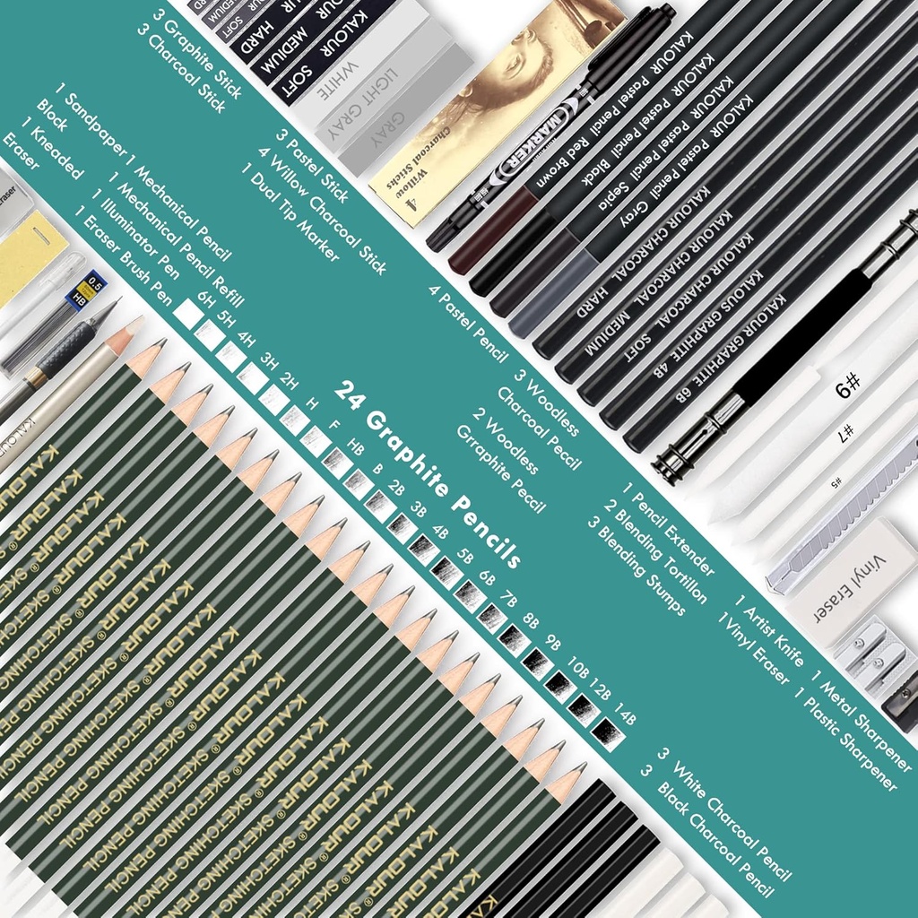 KALOUR 72 Sketch Drawing Pencils Kit