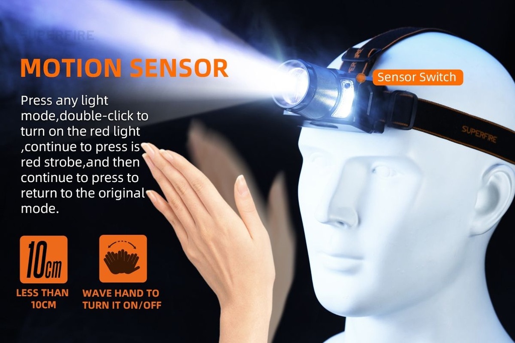 SUPERFIRE HL25 Super Bright Rechargeable Headlamp Torch 700 Lumens