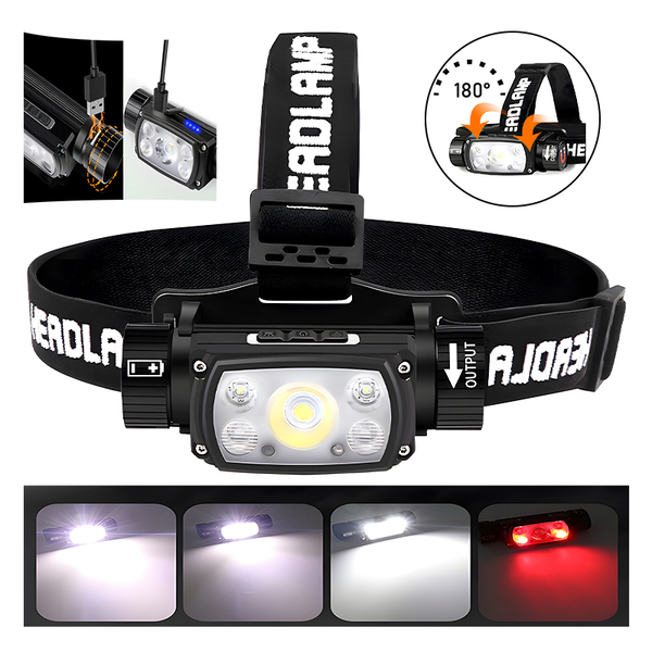 SUPERFIRE HE11 Rechargeable LED Headlamp - 800 Lumens, USB-C Magnetic Light