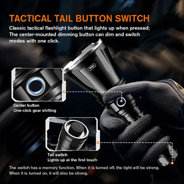 GODFIRE TF01 High-End LED Flashlight - 1371 Lumens, 1000m Beam Distance