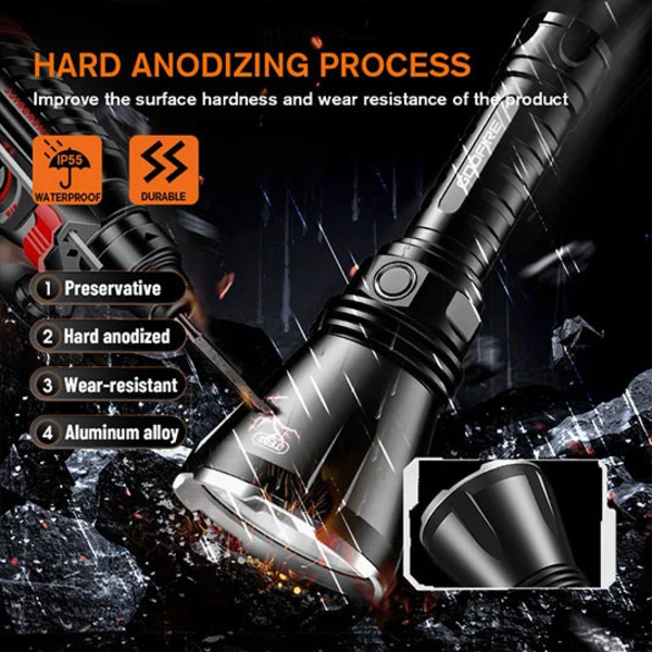 GODFIRE TF01 High-End LED Flashlight - 1371 Lumens, 1000m Beam Distance