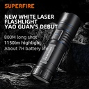 SUPERFIRE Y5-N Zoom Flashlight - 1200 Lumens, 800m Beam Distance, 5 Modes