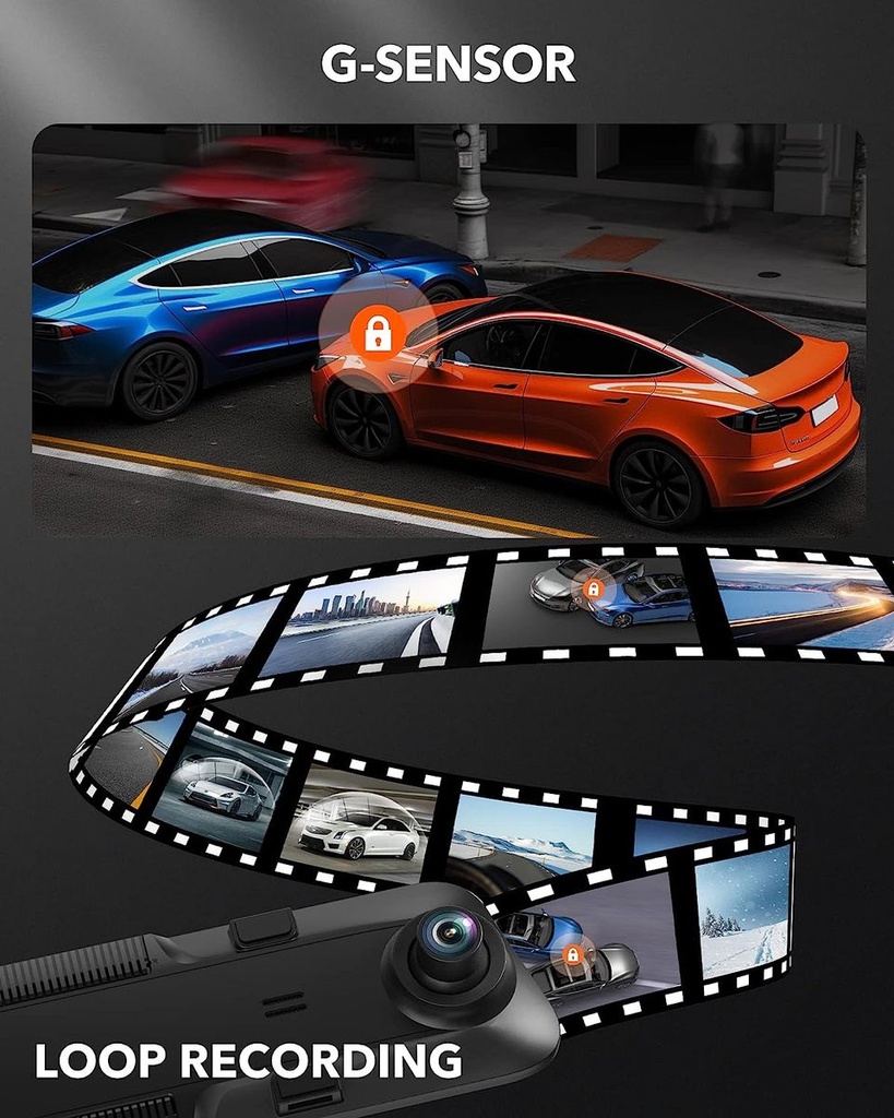 Wolfbox G850 12" 4K Smart Rear View Mirror Camera Dash Cam