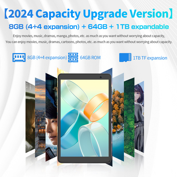 Pritom Tab 8 Pro 8GB RAM 64GB ROM Tablet 8" IPS Display - Grey