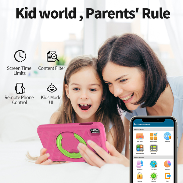 Pritom Tab 8 Pro Kids - 8GB RAM, 64GB ROM, Parental Controls, 5000mAh - Pink