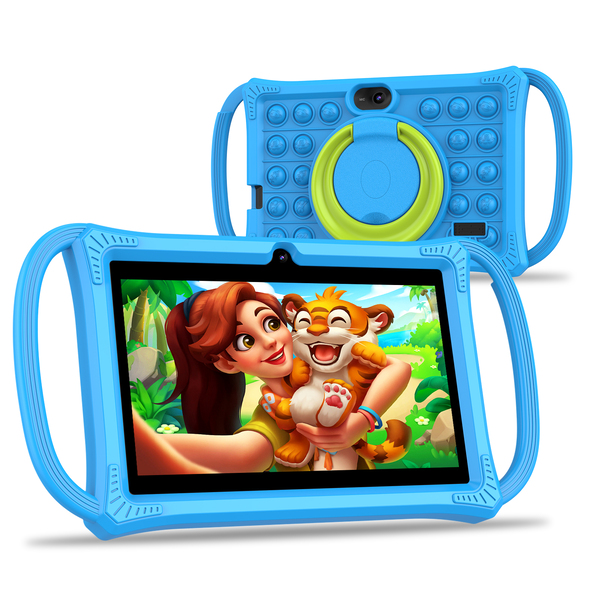 PRITOM K7 Pro Kids Tablet - 7" 4GB RAM, 32GB ROM, Case with Side Handles - Blue