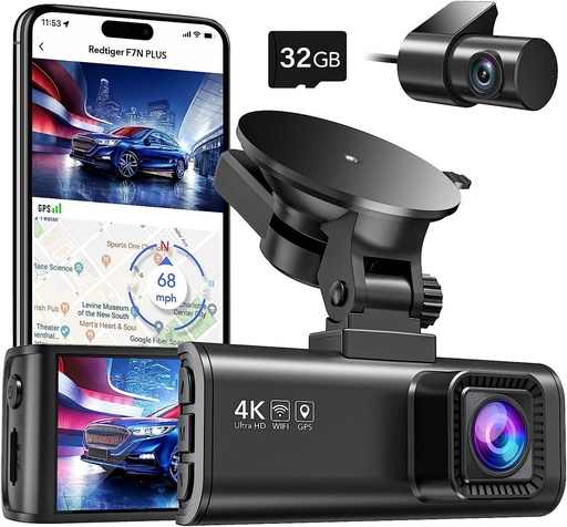 [5277] REDTIGER F7NP Dash Cam Front Rear4K Full HD for Cars Wifi GPS