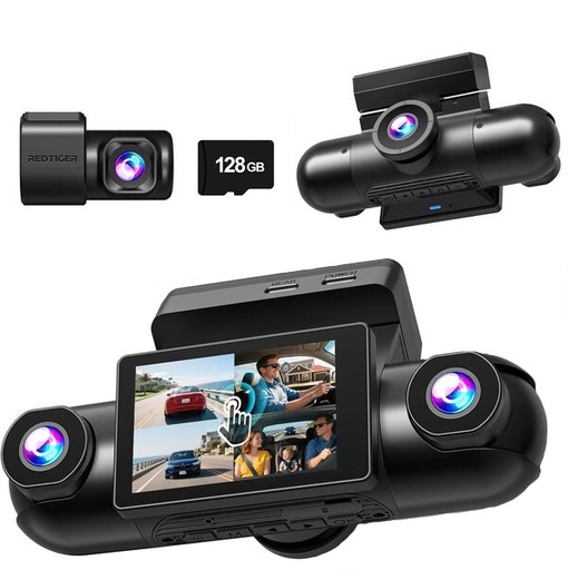 [7550] REDTIGER VP40 4-Channel 360 View Dash Cam - 2.5K Front & Rear, 1080P Side  